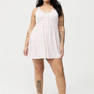 Torrid White and Pink Floral Sleep Dress